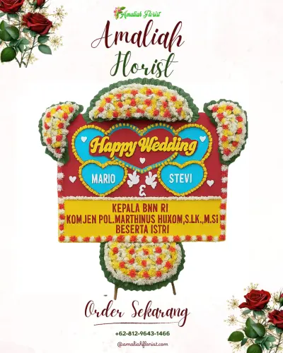 Karangan Papan Bunga Pernikahan di Kuwolu